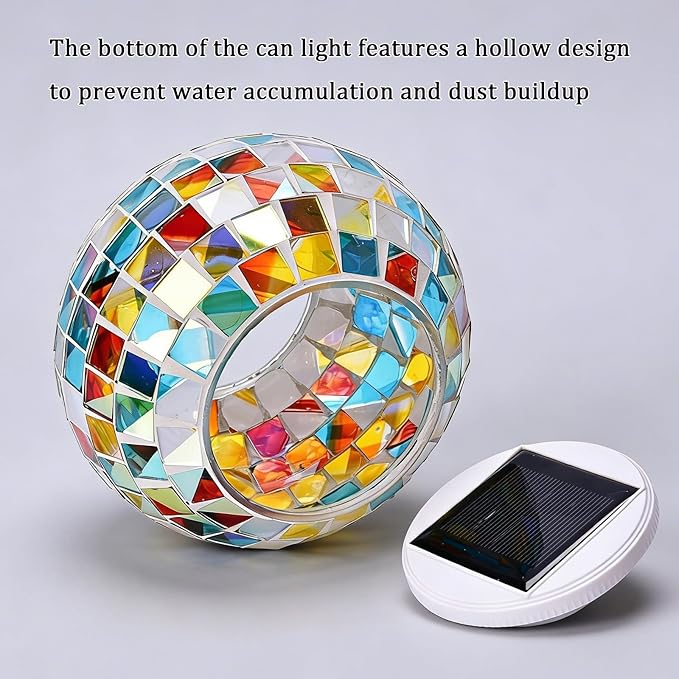 Aukora Color Changing Solar Powered Glass Ball Garden Lights, Table Lamps Waterproof Night Light for Patio, Party, Yard, Room, Bar, Wine Cabinet, Outdoor/Indoor Decorations, Ideal Gift(Mosaic Glass)