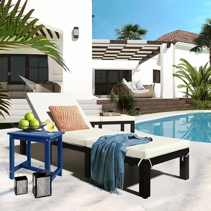 Adirondack Square Side Table,one-Tier Outdoor end Table, Patio Side Table for Pool,Porch,Backyard,Relaxing Companion (Blue)