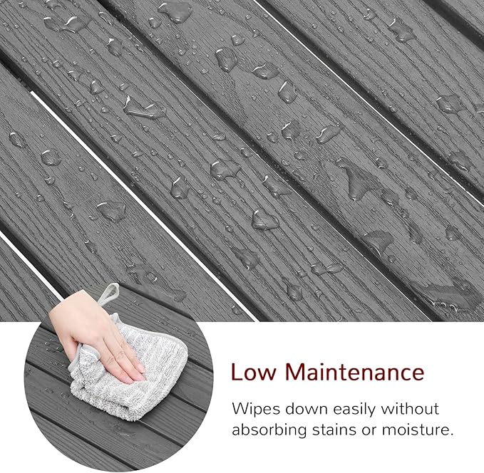 Stoog Outdoor Bench, 2-Person Outdoor Poly Lumber Backless Bench, Weatherproof Garden Bench, Never Rot or Fade, Suit for Church, Backyard, Porch and Park, Grey