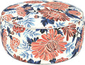 LVTXIII Indoor/Outdoor Inflatable Ottoman with Handle D21 x H9 Inch, Weather-Resistant Round Footstool Pouf for Patio Camping Living Room, Portable Footrest Extra Seating, Vibrant Blossom