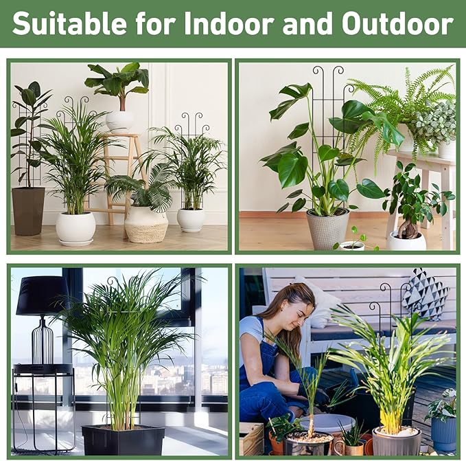 32.6in Tall Plant Trellis Indoor, Metal Garden Trellis for Climbing Plants, Expandable Trellis for Potted Plants for Ivy Pothos Hoya Monstera, 4 Pack