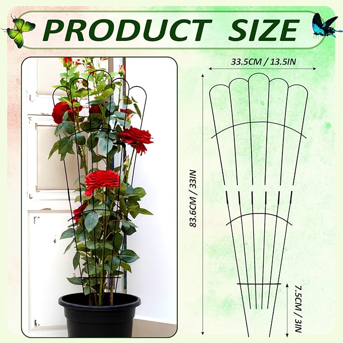 LEIFIDE 2 Pcs 33in Plant Trellis for Climbing Plants Indoor, Expandable Large Metal Trellis for Potted, Heavy-Duty Tall Rustproof Houseplant Support for Flowers Vine Ivy Pothos Hoya Monstera