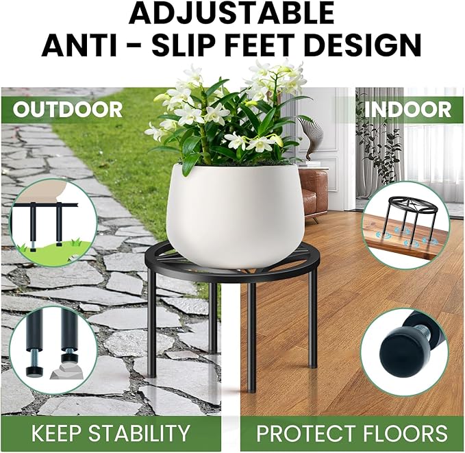 TOSKING 2-Pack Plant Stands - Heavy Duty Low Plant Stand, No Assembly Required Risers for Potted Plants Indoor and Outdoor, Ready to Use(11.81" Diameter)