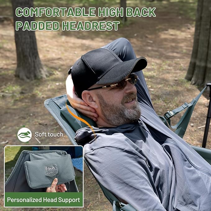 TIMBER RIDGE Hammock Camping Chair, Oversized Swinging Hammock Chair with Adjustable Back and Seat for Outdoor Lawn, Sports, Supports 400lbs, Grey