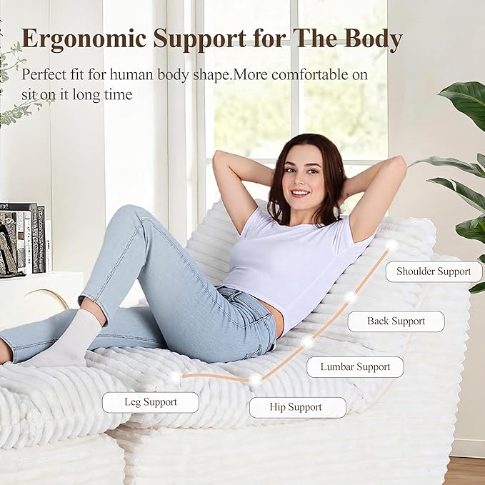 Boneless Chaise Lounge Chair Indoor, Adult Bean Bag Chair with Compressed Memory Foam, Comfy Back Support Sofa Bed Couch for Living Room Bedroom Office Apartment, No Assembly