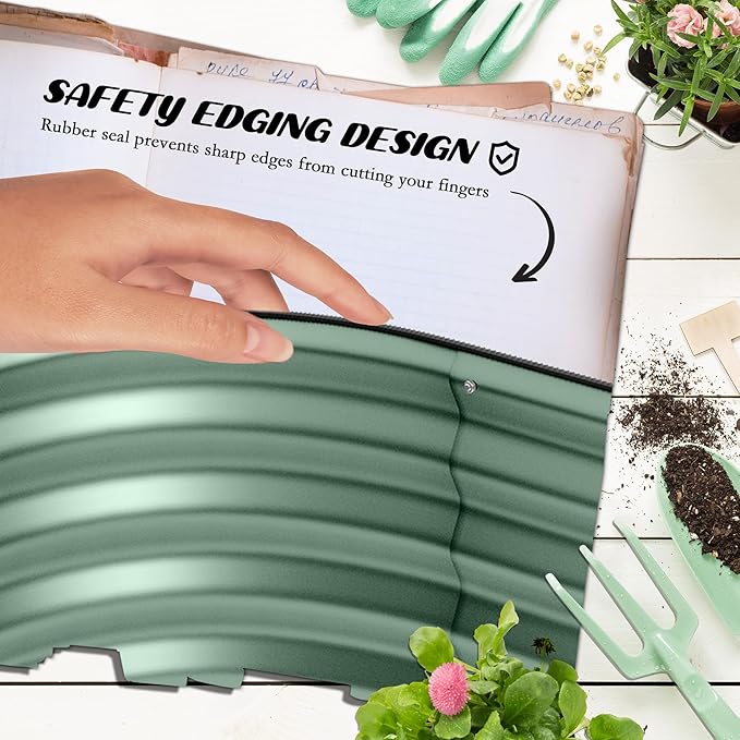 Outsunny 6.5' x 2' x 1' Galvanized Raised Garden Bed Kit, Outdoor Metal Elevated Planter Box with Safety Edging, Easy DIY Stock Tank for Growing Flowers, Herbs & Vegetables, Green