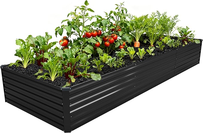 12x4x1.5FT Galvanized Raised Garden Bed,Vegetable Boxes-Rectangle Metal Flower Box,Large Planter Raised Beds Outdoor Garden for Planting,Fruit,Herb-Black