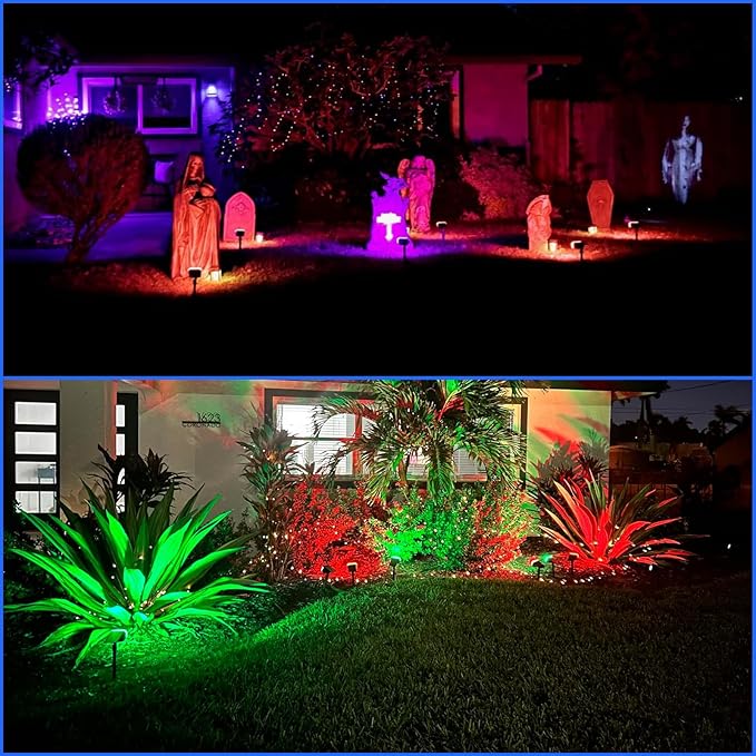 Sucolite 6-Pack Solar Spot Lights Outdoor Waterproof IP65, 3 Lighting Modes 2-in-1 Solar Landscape Spotlights for Yard, 59 LED Solar Powered Wall Lights for Garden Pathway Driveway Walkway, Multicolor