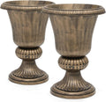 Magshion 20" Urn Planters for Outdoor Plants, Large Decorative Front Porch Planters Set of 2, Weatherproof Tall Plastic Flower Pots for Garden, Patio & Entryway Décor, Antique Brass