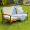 IDZO Laurent 800lbs Capacity Acacia Outdoor Loveseat, FSC Certified 2 Seater Patio Sofa with 3.9in Thick Cushions, Teak Finish Porch Couch for Garden Backyard