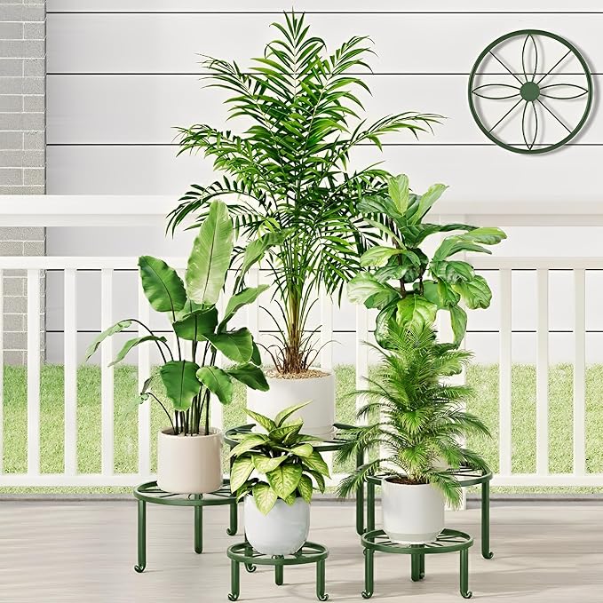 5 Pack Metal Potted Plant Stand Small Flower Pot Holder for Indoor and Outdoor Round Flower Pot Support Rack Plant Stands for Multiple Plants