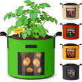 20 Gallon Potato Grow Bags: Set of 5 Colorful Gardening Supplies Fabric Pots with Harvest Window Reinforced Handles - Planting Container for Vegetable Tomatoes Carrot Flowers Balcony Patio Use