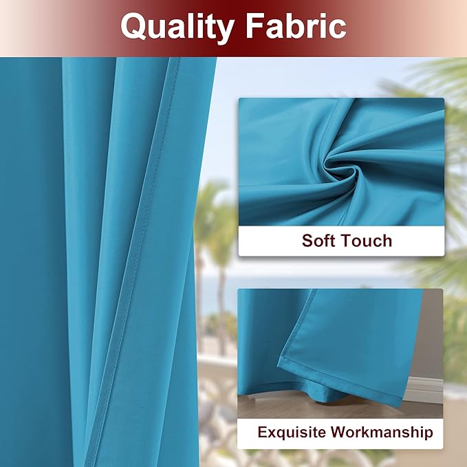 HolidayIdeas Grommet Outdoor Curtains for Patio Waterproof 8 Pcs All Weather Balcony Outside Curtains for Apartments, Gazebo, Pergolas, Porch, 54x108 Inch, Teal