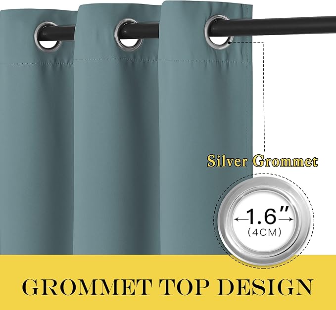 NICETOWN Blackout Room Divider Curtains for Sliding Glass Doors 102 Inches Long 1 Panel, Extra Wide Curtains for Doorway Patio Bedroom Living Room (Greyish Blue, 80Wx102L, 1 Panel)