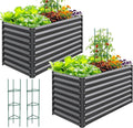 Quictent Galvanized Raised Garden Bed 4x3x1 Ft Metal Planter Box for Vegetables Bottomless for Backyard Dark Grey 2PCS
