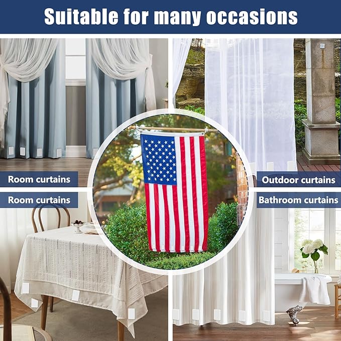 18pcs Outdoor Curtain Weights, Plastic Wrapped Magnetic Drapery Weights, Waterproof Heavy Duty Curtain Magnets Flag Weights for Heavy Wind, Shower Outside Curtain, Tablecloth (White)