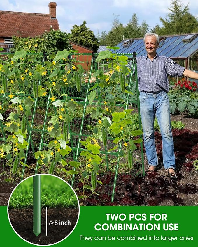 4 Pack Cucumber Trellis, Garden Trellis for Climbing Plants Outdoor, A-Frame Cucumber Trellis for Raised Bed, Plant Grow Support for Tomato, Squash, Vegetable, Flower(33"x47"x4Pcs)