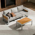 ZANDOR Aluminum Outdoor Patio Furniture - 1 Pcs 3-Seat and Coffee Table, All-Weather Metal Modern Outside Furniture with Washable Thick Cushion for Garden/Backyard/Porch, Silver