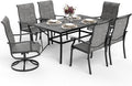 Pamapic 7-Piece Outdoor Dining Set, Patio Dining Set for 6, All-Weather Outdoor Patio Set with 2 Textilene Swivel Chairs & 4 Regular Chairs for Garden, Poolside, Deck，Gray