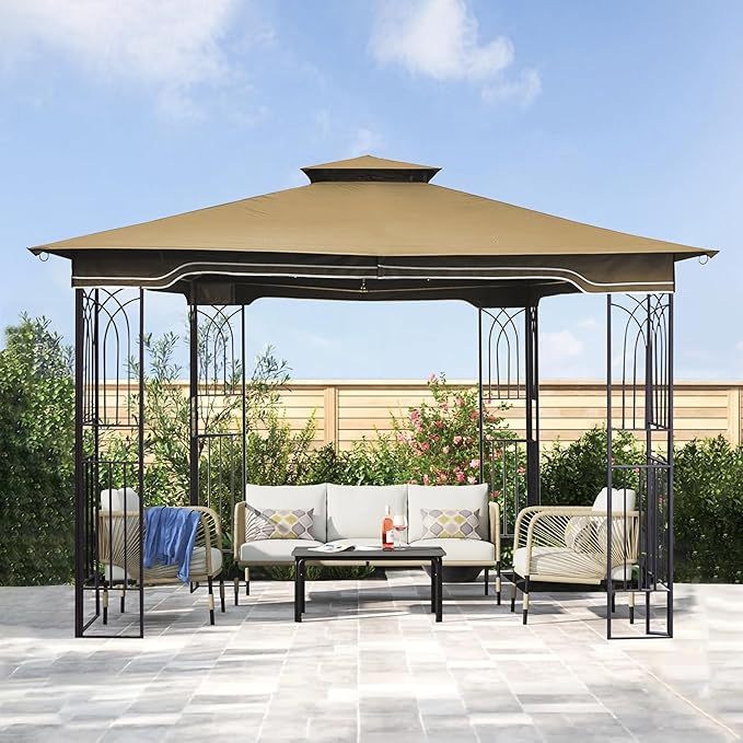 SCOCANOPY Replacement Gazebo Canopy for 10 x 12 Regency II Patio Gazebo Model L-GZ798PST,A101004104,A101004105 (Beige)