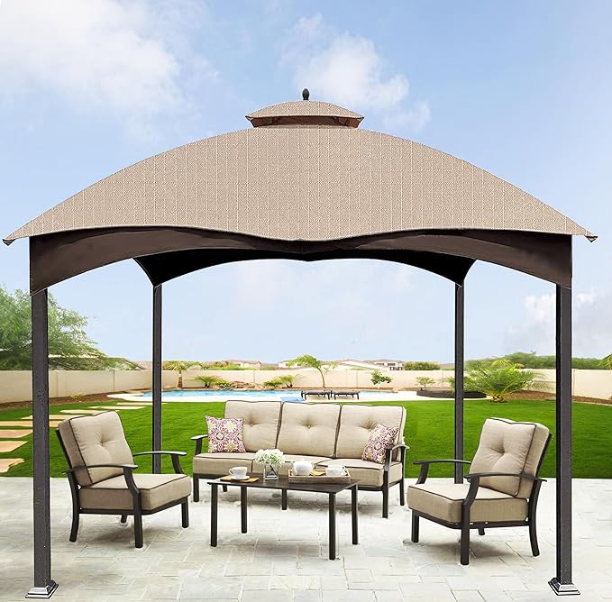 SCOCANOPY Light Beige Ripstop Replacement Top for Lowe's Allen Roth 10X12 Gazebo Model #GF-12S004B-1/ GF-12S004BTO