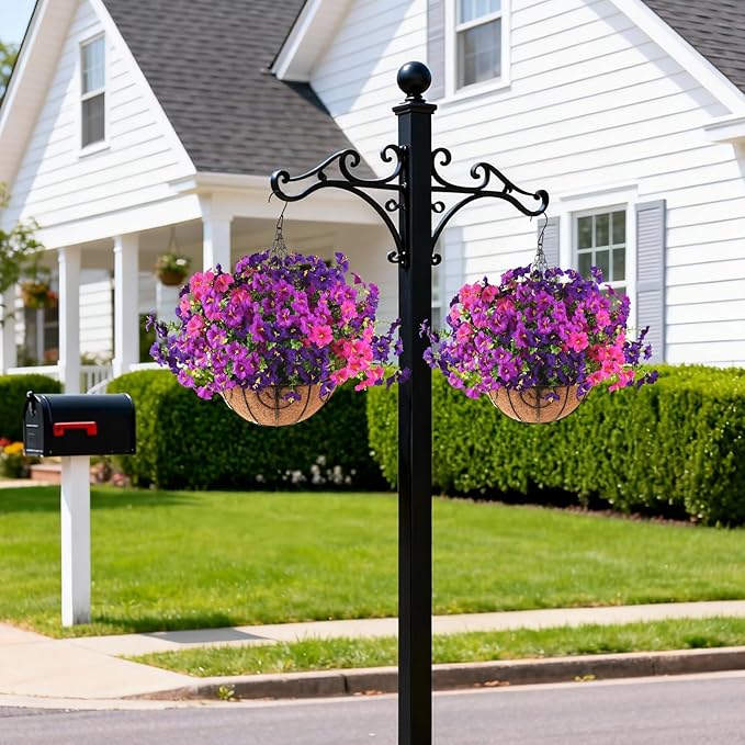 INQCMY Artificial Flowers for Outdoors Fake Plants Spring Decoration, 12 Bundles Faux Petunias UV Resistant No Fade Realistic Silk Flower for Outside Planters Patio Porch Yard Window Box