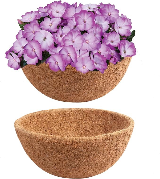 Y&M 2pcs 10“ Round Coconut Fiber Liner, 10'' Coco Liner Pre-Formed Replacement for Wall Hanging Planter Basket