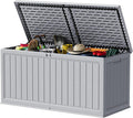 Devoko 260 Gallon Double-Wall Deck Box with Divider, Side Handles, Resin Outdoor Large Storage Box Waterproof and Lockable for Patio Furniture, Garden, Pool (Grey, 260 Gallon)