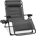 Best Choice Products Oversized Padded Zero Gravity Chair, Folding Outdoor Patio Recliner, XL Anti Gravity Lounger for Backyard w/Headrest, Cup Holder, Side Tray, Polyester Mesh - Gray