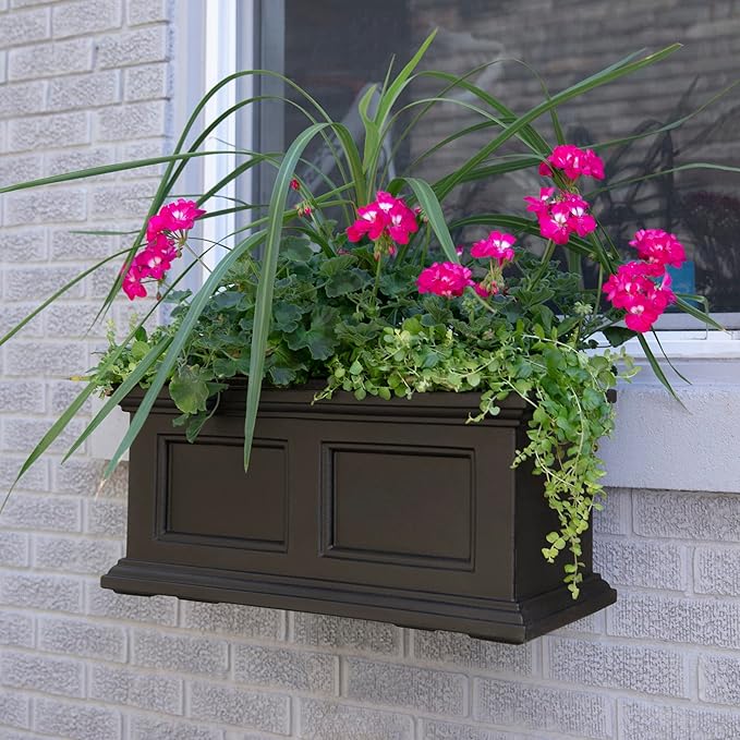 Mayne Fairfield 2-Foot Window Box – Self-Watering, Weather-Resistant Planter for Flowers – Durable Design for Outdoor Use, Perfect for Windows