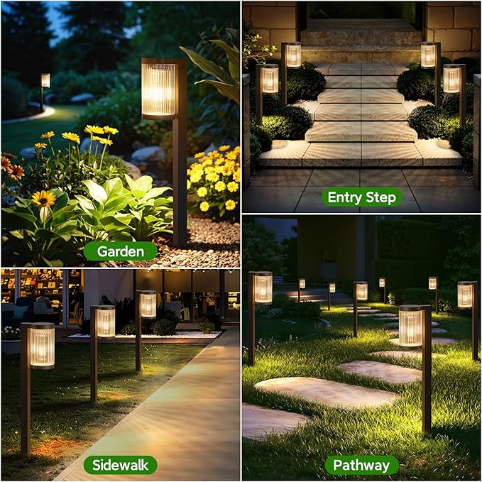 Solar Pathway Lights Outdoor, 6 Pack Upgraded Outdoor Solar Lights for Outside Super Bright Up to 12Hrs, IP65 Waterproof Solar Garden Lights for Yard Path Walkway Decor Landscape Lighting