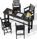 Ciokea Outdoor Bar Height Table Set of 5, 60" Extra Long Rectangle High Top Table and 4 Oversized Adirondack Chairs Set, Heavy-Duty All-Weather HDPE Patio Bar Set for Backyard Balcony Deck, Black