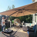 PURPLE LEAF Patio Umbrella 9' X 11.5' Rectangle Cantilever Umbrella Large Aluminum Outdoor Umbrellas with 360-degree Rotation & UPF40+ Premium Fabric for Deck Pool Garden Yard, Sand Dune