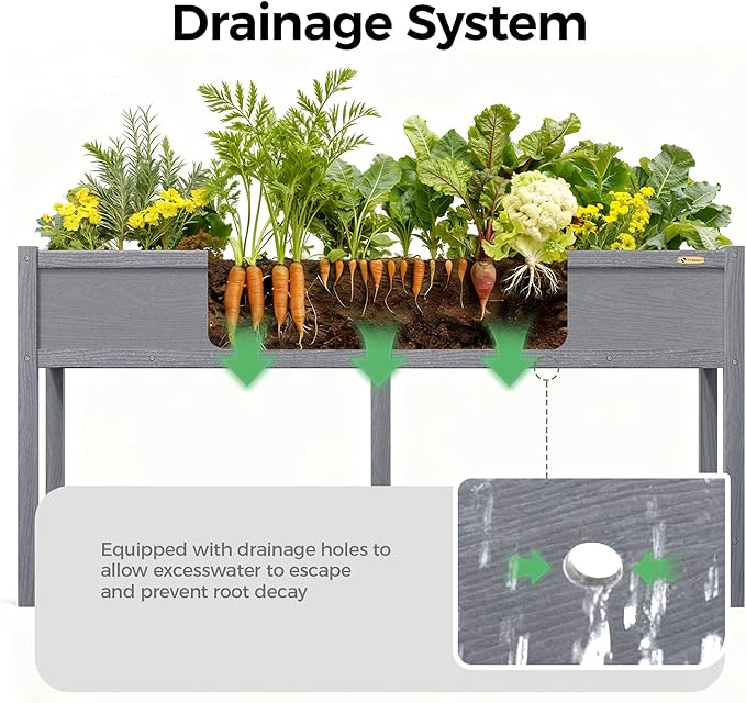 TT Nature HDPE Raised Garden Bed with Legs, Outdoor Elevated Planter Box for Vegetables, Herbs & Flowers, Weather-Resistant Raised Garden Beds for Patio, Balcony & Backyard Gardening