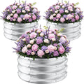 ZXZYHFTY Round Galvanized Raised Garden Bed kit,Silver Outdoor Garden Raised Planter Box, Round Large Metal Raised Garden Beds for Vegetable 2 * 2 * 1ft 3 Pcs