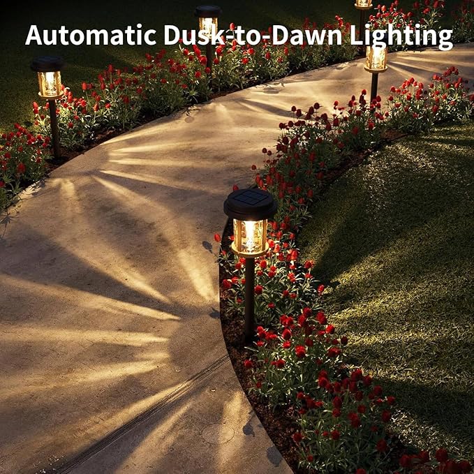 XMCOSY+ Solar Pathway Lights Outdoor, 6 Pack Solar Powered Garden Lights, 20 LM LED Glass Landscape Lights, Waterproof Lighting for Garden Yard Landscape Driveway Walkway