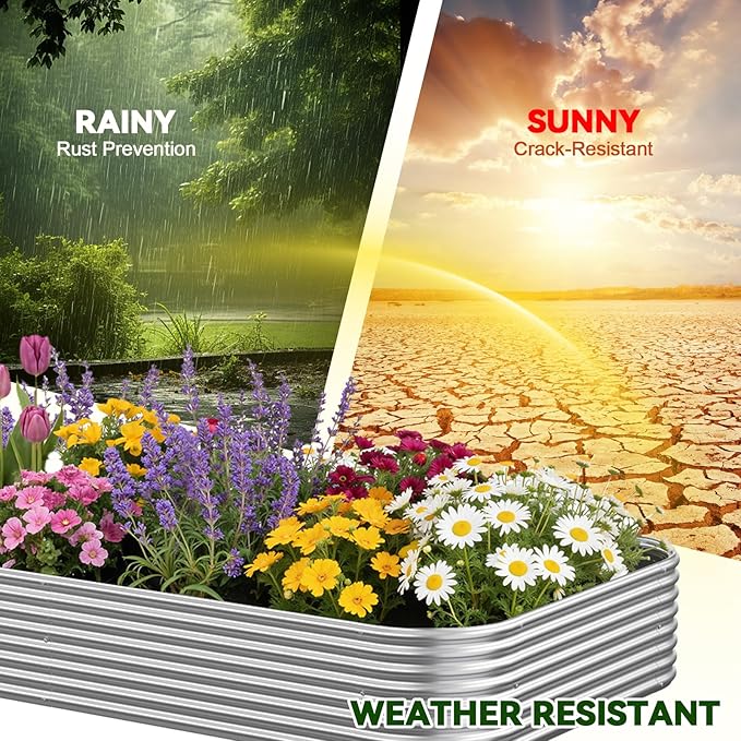 3 Pack 6x3FT Raised Beds for Gardening, Corrugated Galvanized Steel Raised Garden Bed, Outdoor Metal Above Ground Garden Bed for Vegetables and Flowers