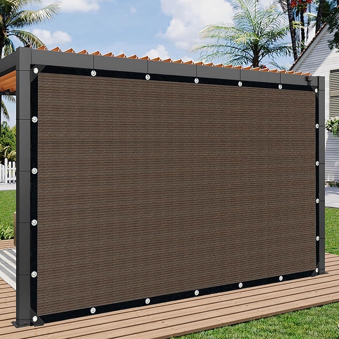 Mocha Sun Shade Cloth,10x12FT Pergola Shade Cover with Reinforced Grommets,90% Shade Fabric Fence Privacy Screen Balcony,Pergola Shade Cover Canopy Patio Garden Backyard Carport Porch Deck