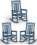 Ciokea Oversized Outdoor Rocking Chairs Set of 3, 380lbs Heavy-Duty Large Patio Rocker, High Back Cozy Porch Chairs, Weather Resistant Patio Rocking Chairs for Outside, Fire Pit, Deck, Slate Blue