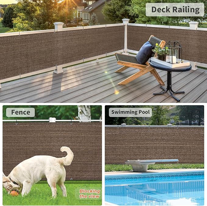 LOVE STORY Balcony Privacy Screen, 2.5'x5' Deck Shield Screen Fence Cover,UV Protection and Weather-Resistant,3 FT Height for Deck, Patio, Backyard, Outdoor Pool, Porch, Railing, Brown
