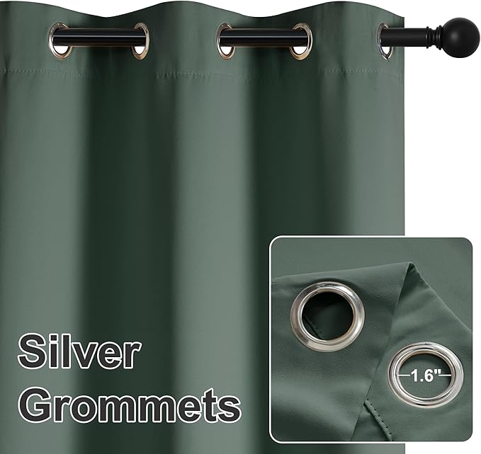 RYB HOME Extra Wide Outdoor Curtains for Patio Waterproof Heavy Duty Thermal Insulated in Summer Full Coverage Privacy for Porch, Gazebo & Pergola, W100 x L84, Dark Green, 1 Panel