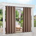 NICETOWN 2 Panels Weighted Blackout Curtains Rustproof Fixed Grommet Top and Bottom, Thermal Insulated Keep Rain Out Blackout Heavy Weight Wind Break Outdoor Draperies, 52 by 108 inches, Tan-Khaki