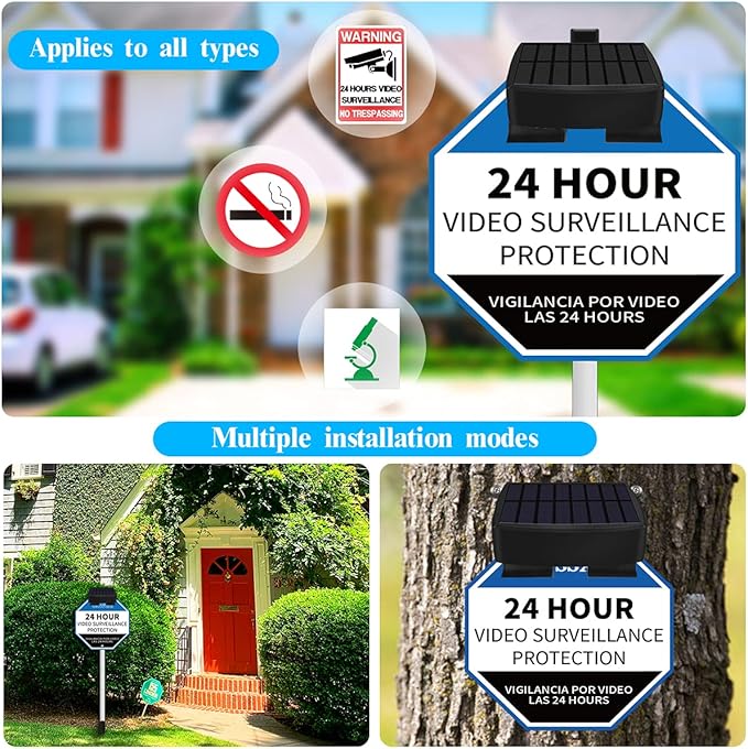 (Set of 2) Solar Power Deck LED Light Clip-On Yard Security Sign Spotlight (Large Capacity Battery, Max14 Hours Working)