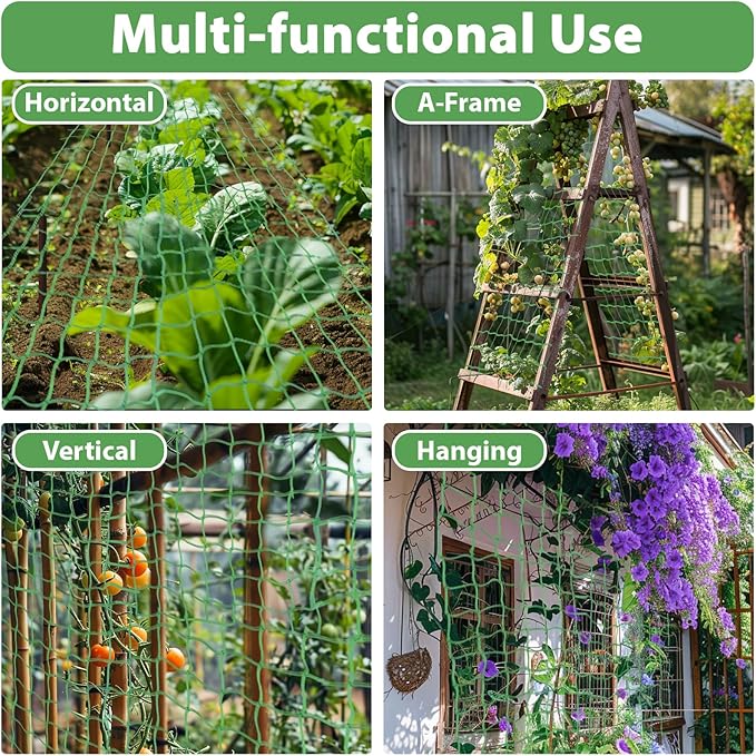 Trellis Netting For Climbing Plants - MAQIHAN 2 PCS Garden Trellis Netting Plant Support Netting Heavy Duty Climbing Net Trellis For Cucumber Tomato Grape Vegetable Fruits Bean Climbing Plants Outdoor