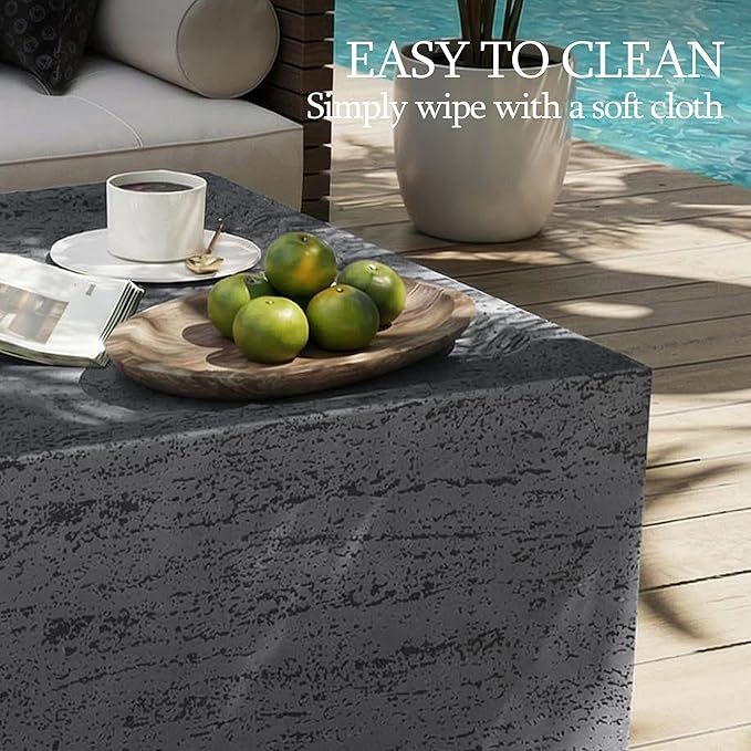 UPHA Outdoor Square Coffee Table, Small Modern Minimalist Accent Tables, Low Light Concrete Center Table for Living Room, Outside Patio, Deck, 28×28×13, Dark Grey