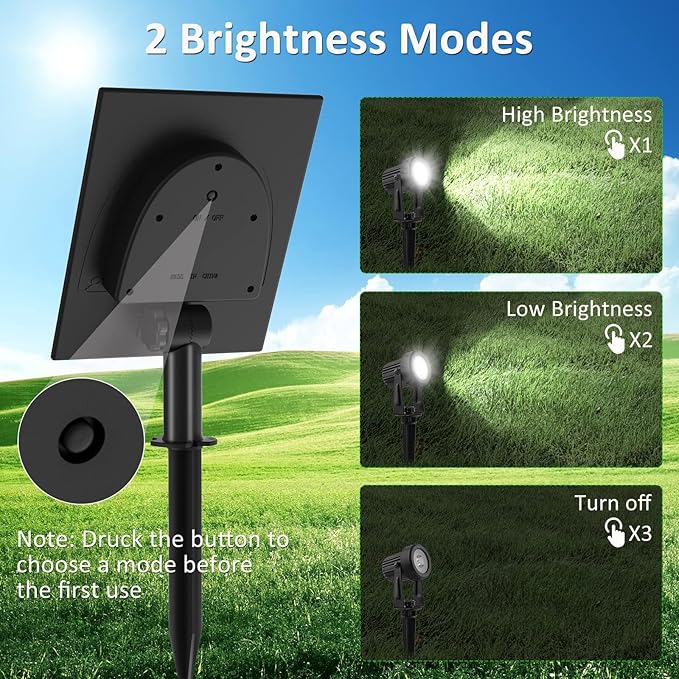 T-SUNUS Christmas Solar Garden Spotlight White Outdoor, 4-in-1 Spot Lights 6000K IP65 Waterproof 9.8ft Cable 5W Separated Panel, Auto On/Off Spotlights for Tree Yard Driveway Pathway Pond Halloween