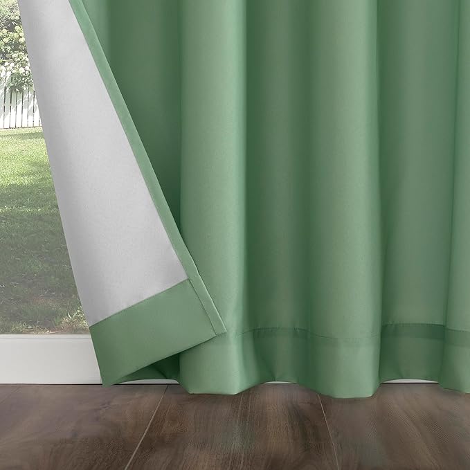 Sun Zero Marina Indoor/Outdoor UV Protectant Energy Efficient Grommet Curtain Panel, 54" x 84", Spa Green