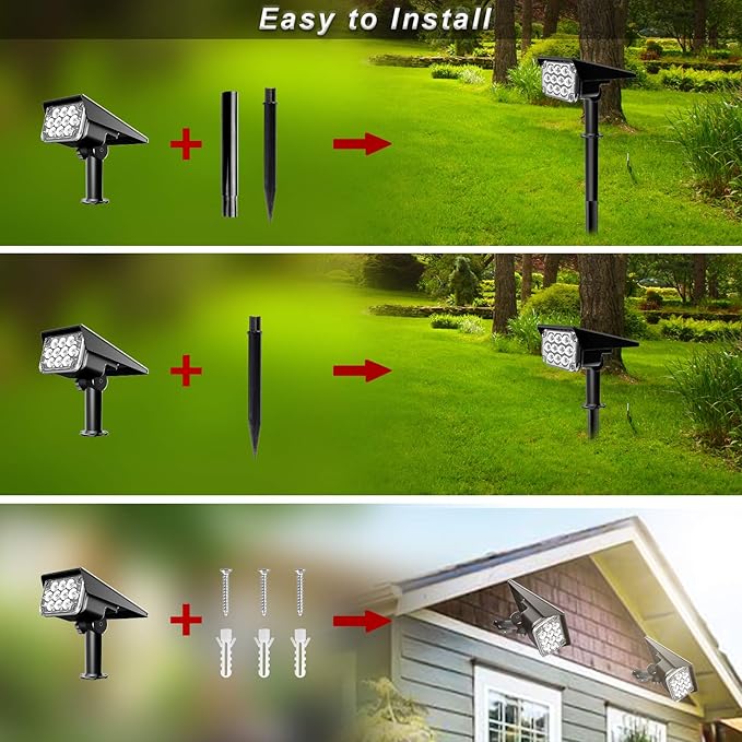 Green Solar Spot Lights Outdoor, St. Patrick's Day Decor Lights with IP65 Waterproof 20 LEDs Solar Landscape Spotlights for Garden Path Yard Holiday Christmas 4 Pack