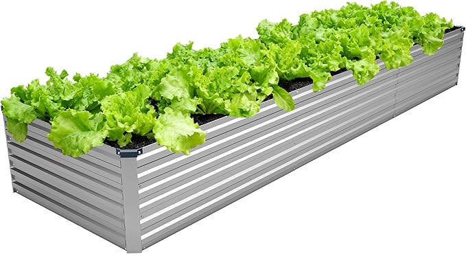 12x2x1.5FT Galvanized Raised Garden Bed,Vegetable Boxes-Rectangle Metal Flower Box,Large Planter Raised Beds Outdoor Garden for Planting,Fruit,Herb-Silver