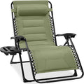 Best Choice Products Oversized Padded Zero Gravity Chair, Folding Outdoor Patio Recliner, XL Anti Gravity Lounger for Backyard w/Headrest, Cup Holder, Side Tray, Polyester Mesh - Sage Green